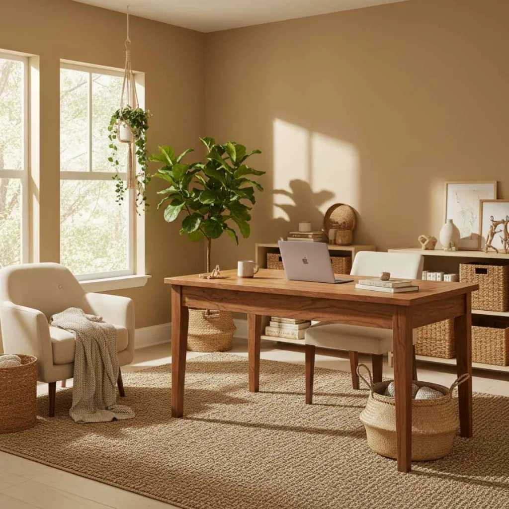 10+ Home Office Paint Ideas: A Workspace You Actually Want to Sit In 8 Sunlit Sandstone Glow