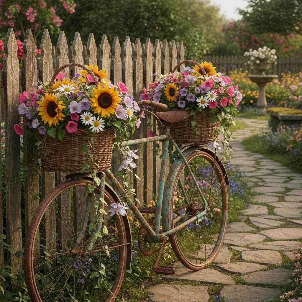 12 Flower Garden Decor Ideas: Blooming Paradise 5 Vintage Bicycle Blooms