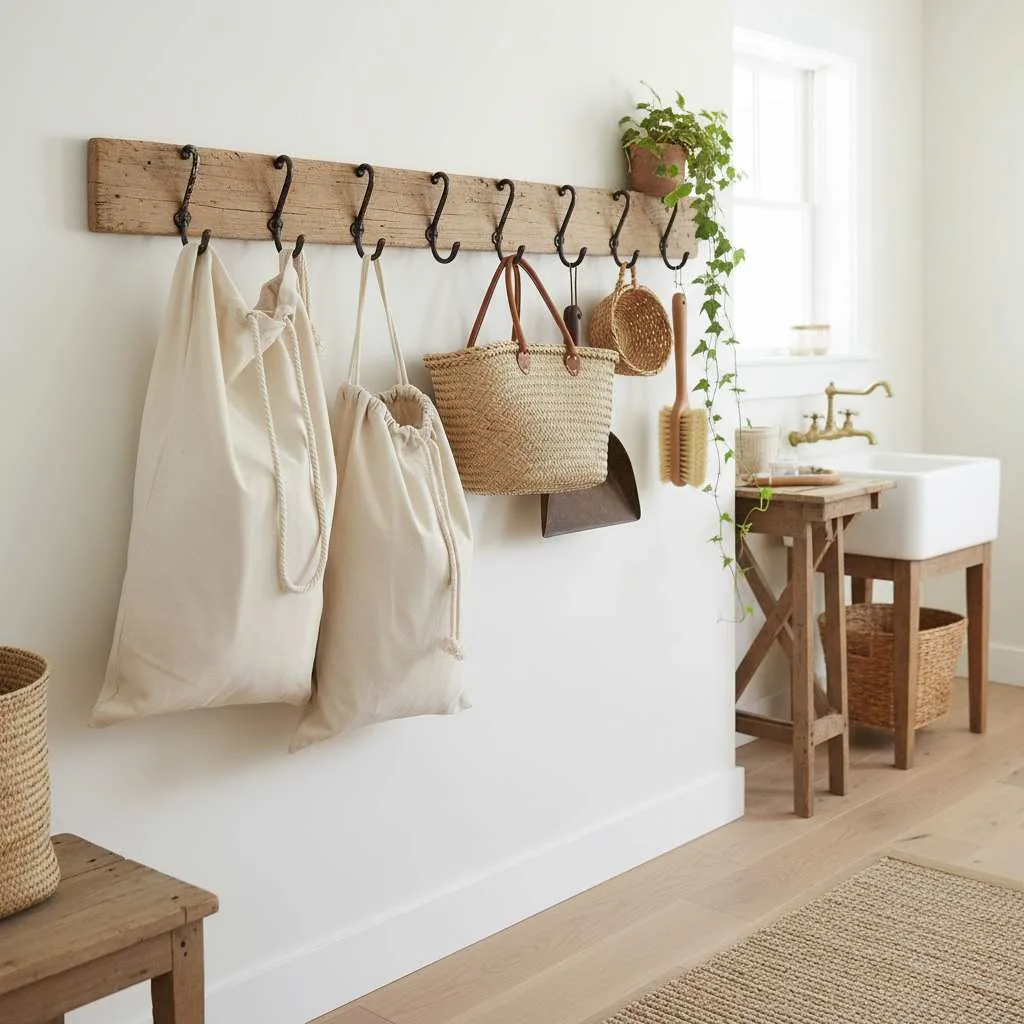 Vintage Hook Rail Storage