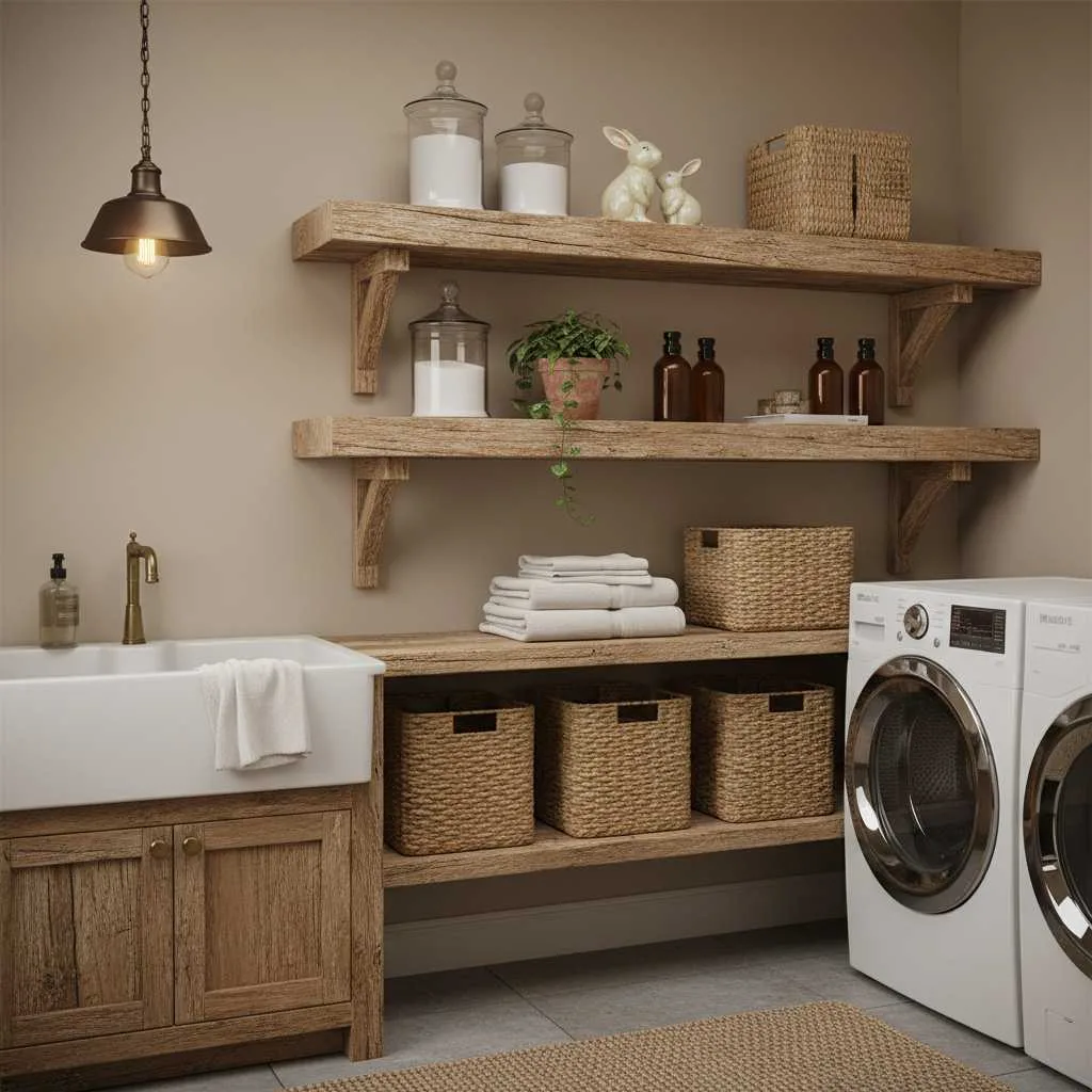 12 Laundry Room Shelves Ideas That Work Well 11 Vintage Wooden Shelf Style
