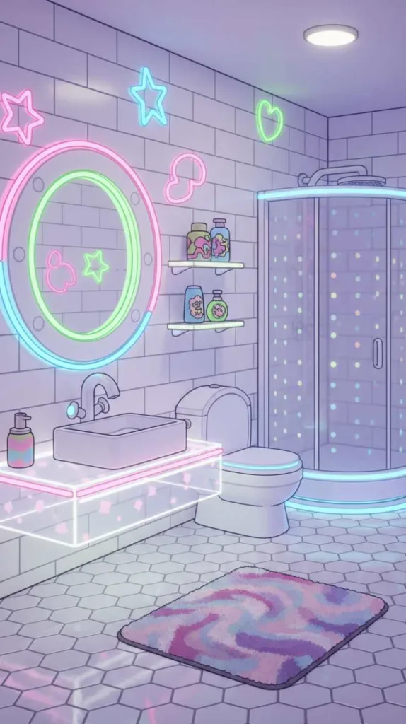 Bright Neon Play Bathroom