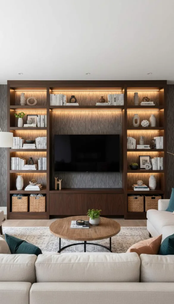 Built-In Storage Around TV