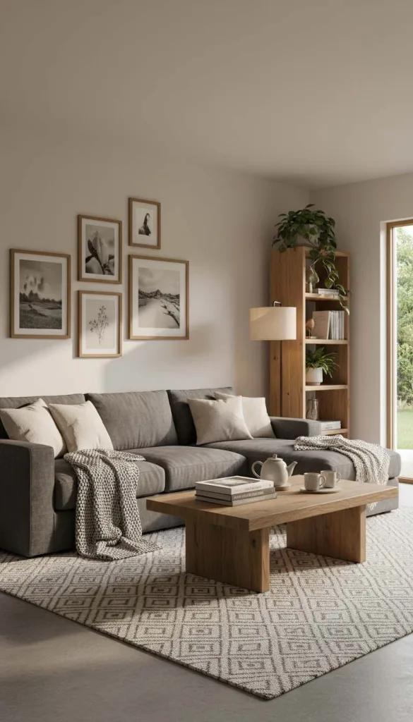 Cozy Wood-Toned Living Room Pairing
