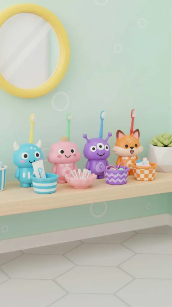 Cute Organized Toothbrush Station