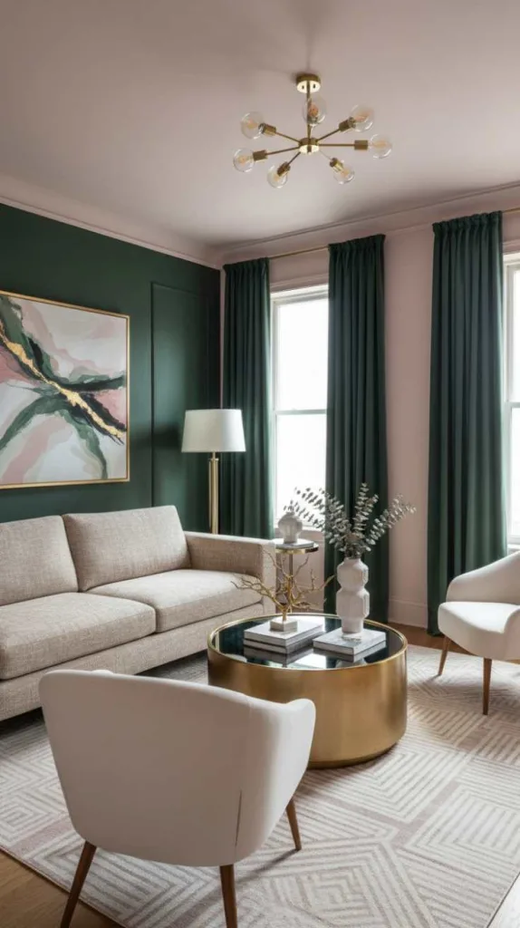 Dusty Rose with Deep Green Contrast