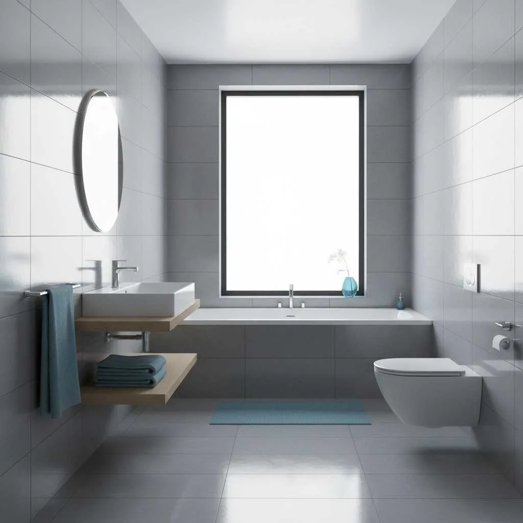 Glossy Grey Tiles with Soft Contrast