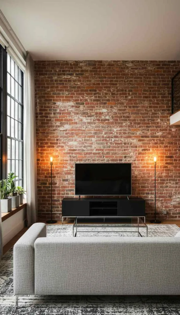 Industrial Brick Statement Wall