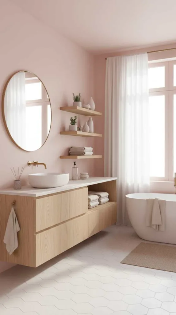 Light Pink and Wood Contrast