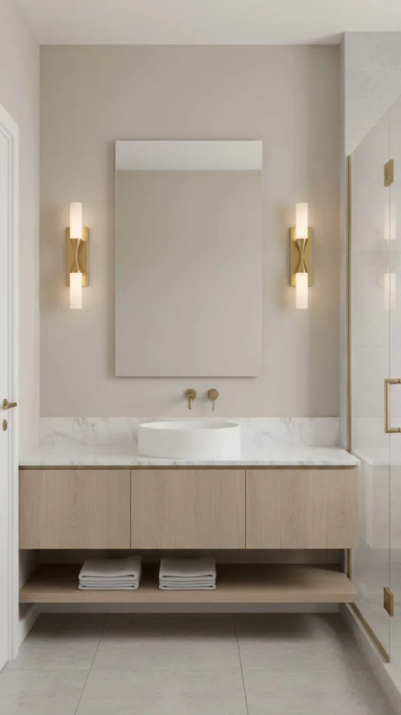 Minimal Brushed Gold Sconce Glow