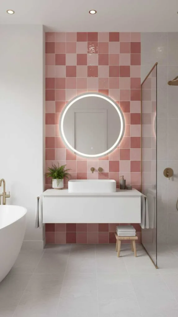 Pink Tile Accent Feature Wall