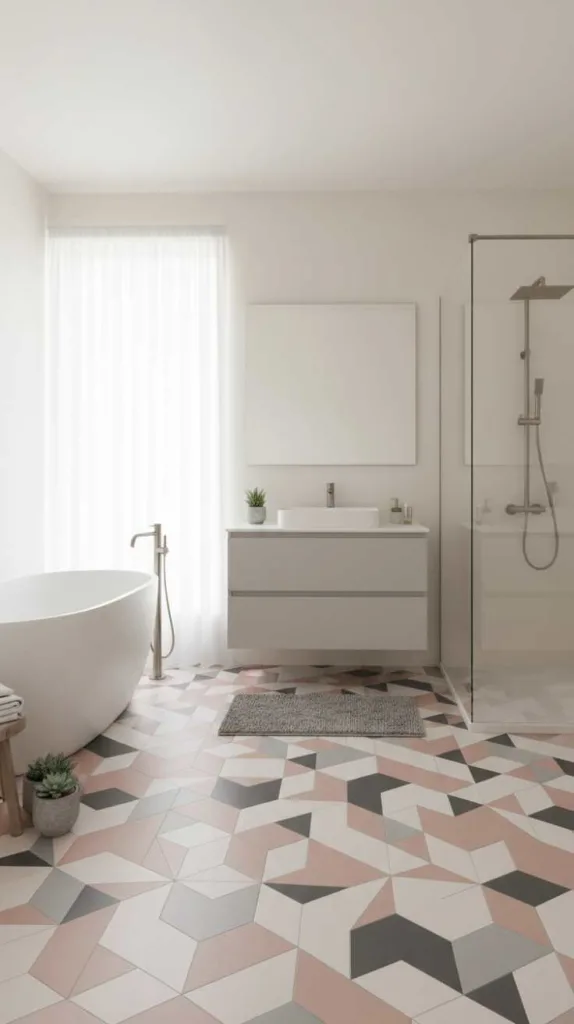 Pink and Grey Geometric Flooring