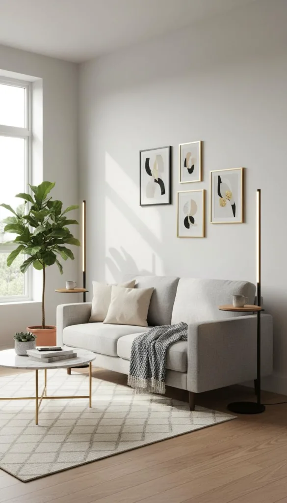 Slimline Floor Lamps Instead of Side Tables