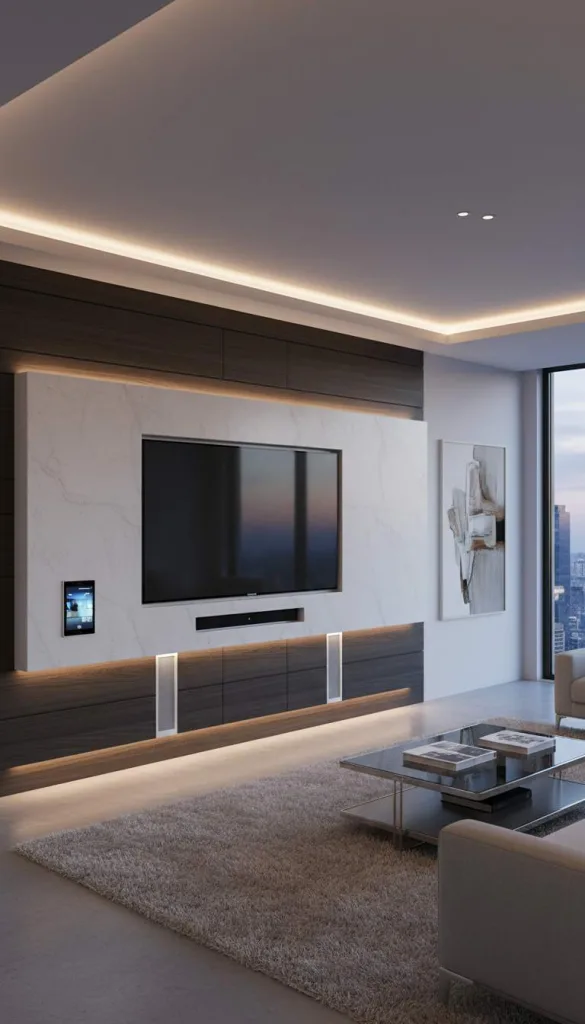 Smart Tech Wall with Hidden Features