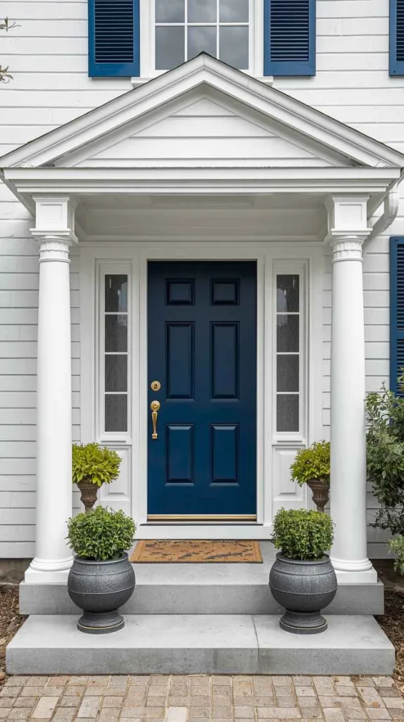 White Base with Deep Blue Accents