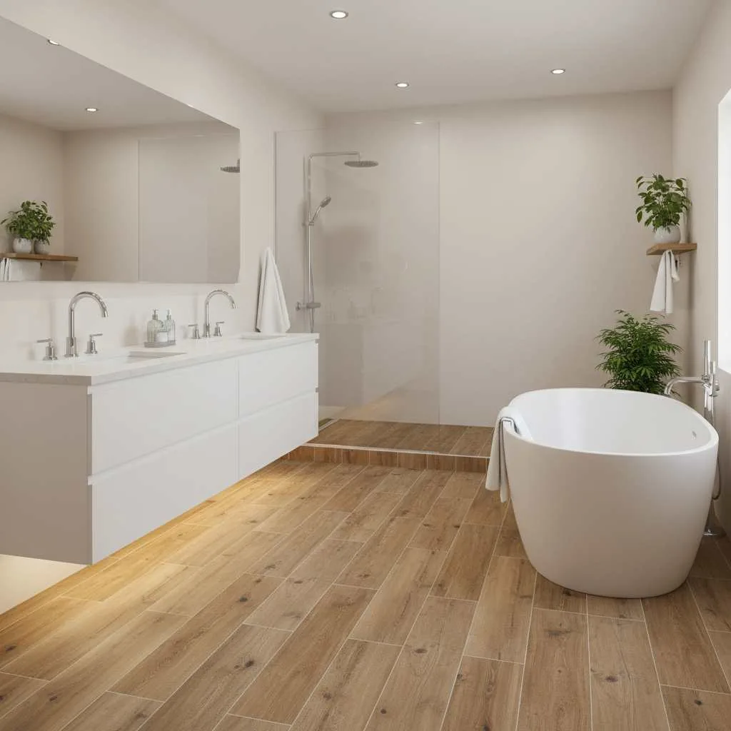 10+ Bathroom Flooring Ideas: Don’t be Afraid to Try 11 Wood-Effect Tiles for Warm Appearance