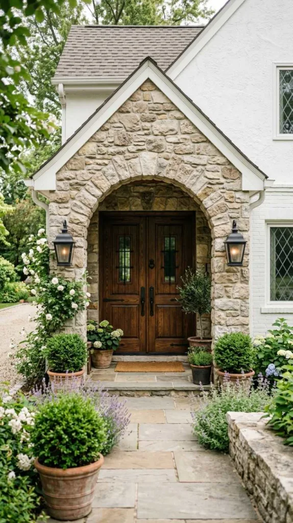 Arched Stone Entry Porch