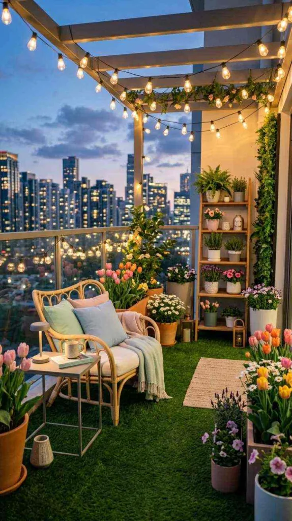 12 Spring Balcony Decoration Ideas 2026 for Cozy Small Spaces 9 Artificial Grass Balcony Flooring
