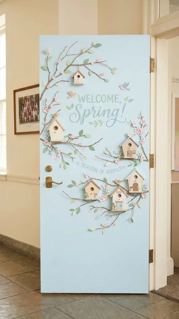10+ Spring Classroom Door Ideas to Welcome the Season 8 Birdhouse Spring Corner