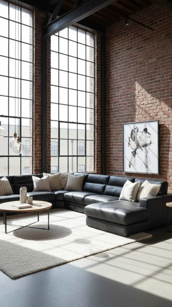 Black Leather Sectional for Modern Comfort