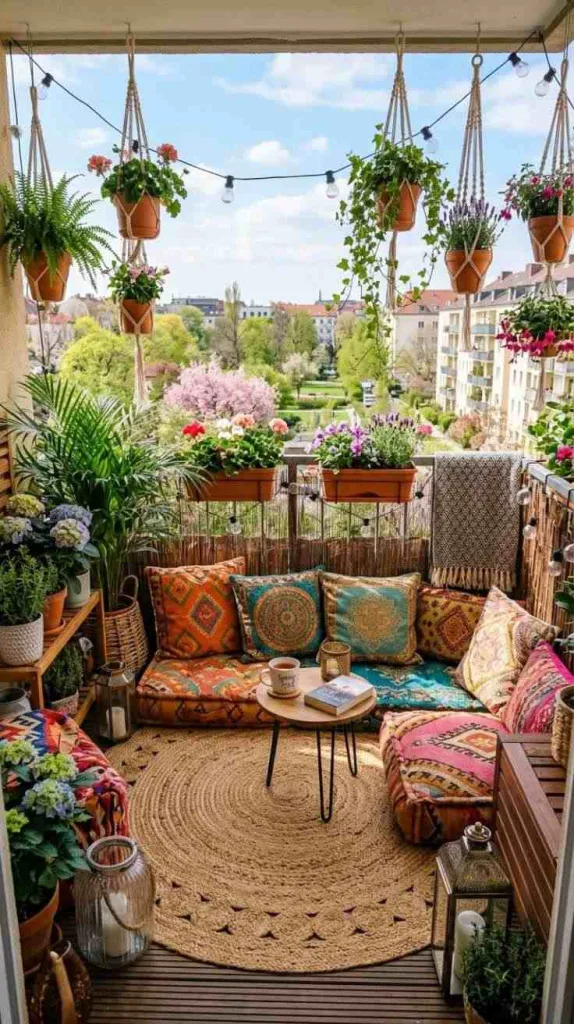 12 Spring Balcony Decoration Ideas 2026 for Cozy Small Spaces 10 Boho Floor Cushion Lounge Area