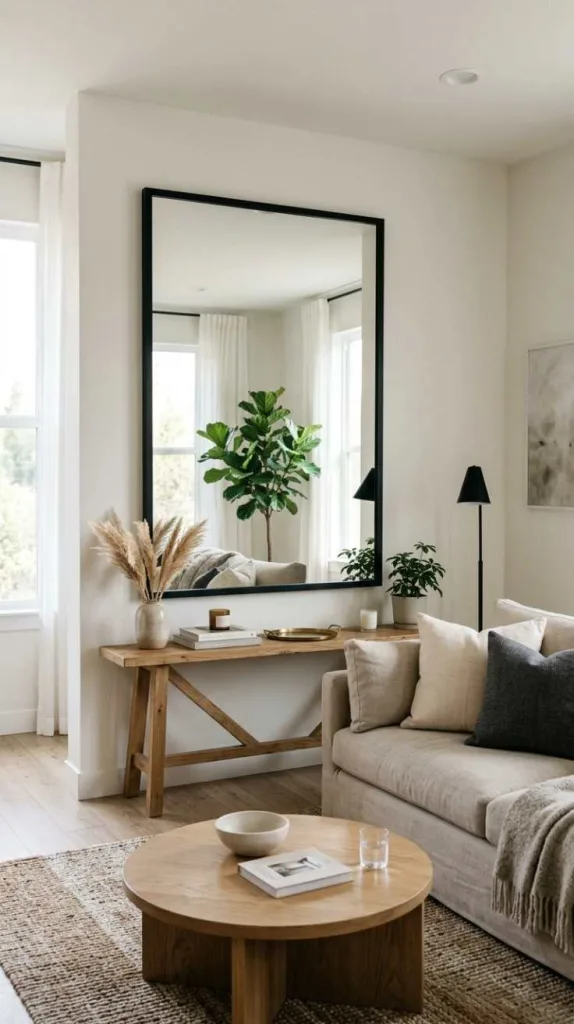 Bold Black Frame Mirror Accent
