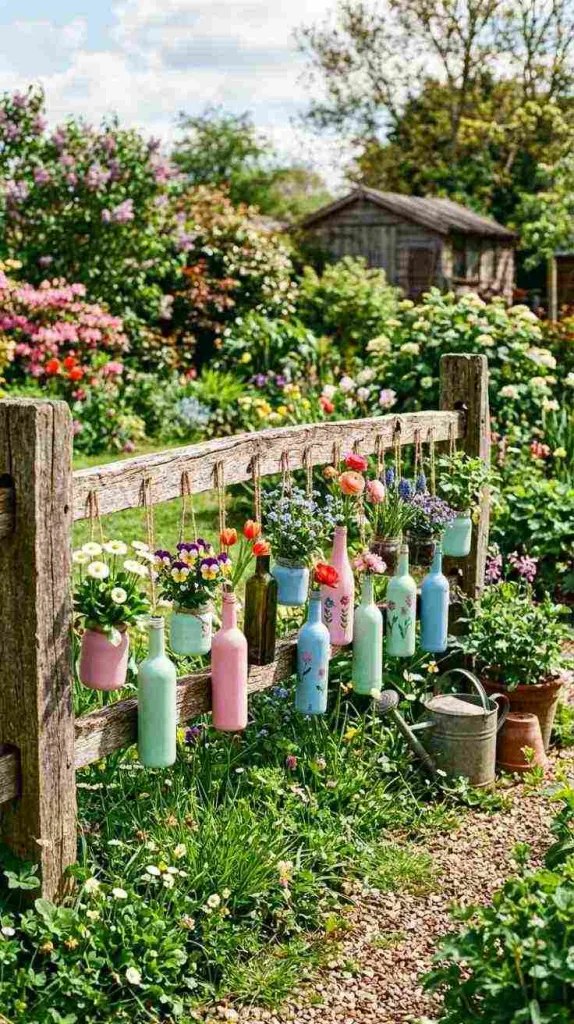 10+ Spring Garden Decor Ideas to Refresh Your Outdoor Space 13 Bottle Planter Decor