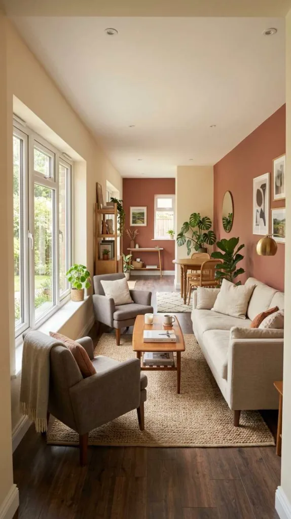 10+ Brilliant Layouts for Your Long Narrow Living Room: Smart Design 13 Break the Length with Two-Tone Walls
