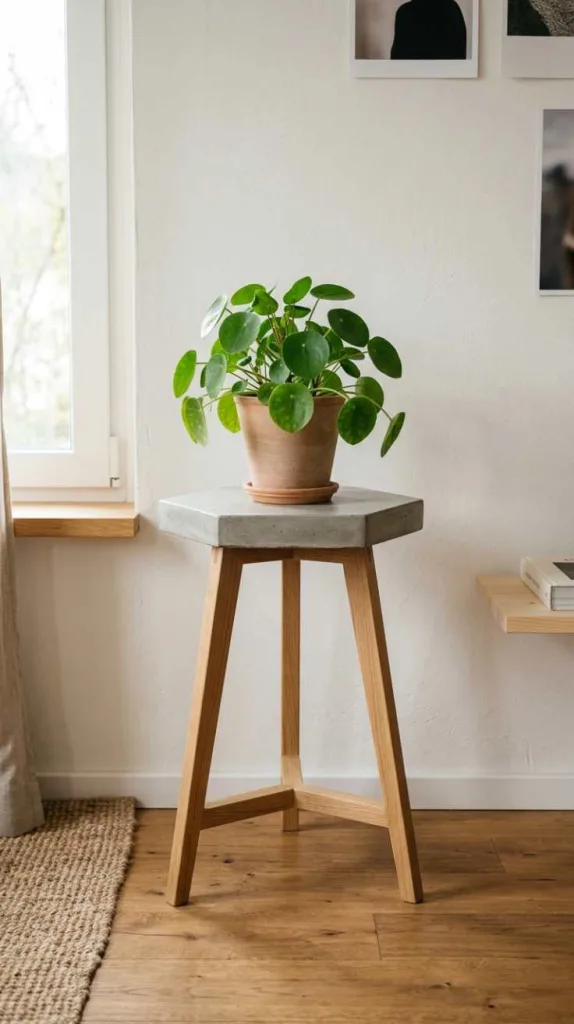 10+ DIY Plant Stand Ideas to Style Your Home Beautifully 6 Cement Top Minimal Plant Stand