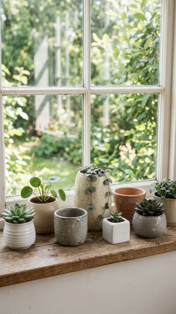 11+ Window Sill Decor Ideas to Make Your Space Feel Cozy 5 Ceramic Pots