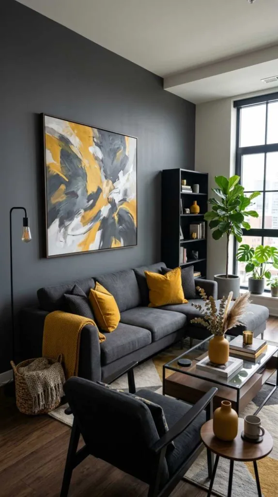 Charcoal Grey & Mustard Pop