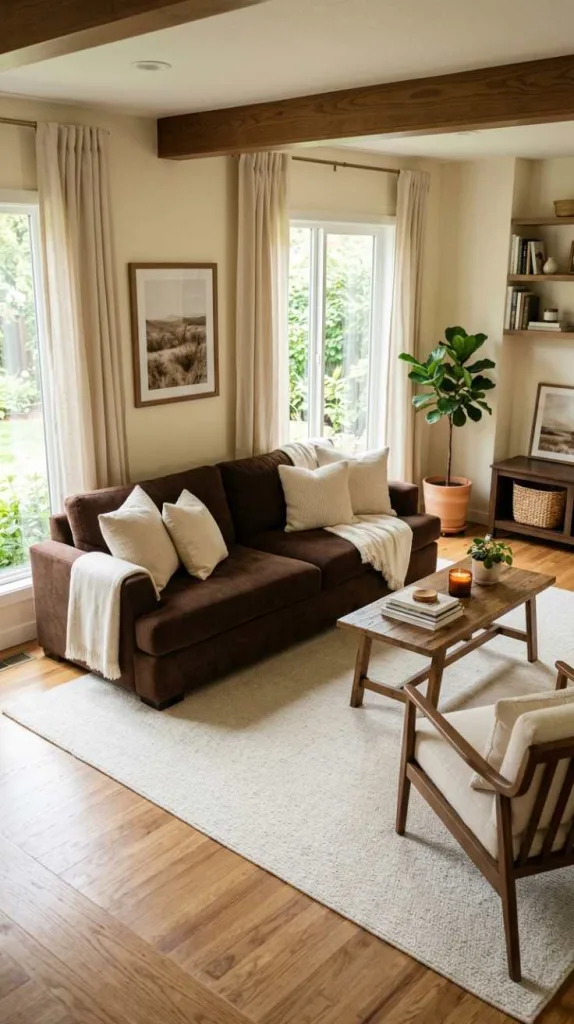 11+ Brown Living Room Decorating Ideas You'll Love 9 Cream Balance Blend
