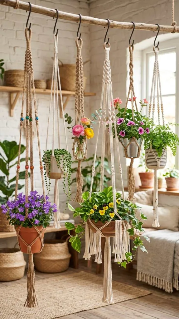 10+ Spring DIY Plant Holder Ideas for a Fresh Home 8 Creative Rope Hanging Plant Displays