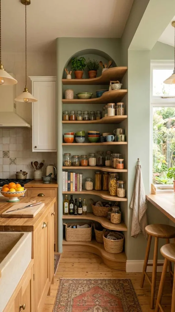 Curved Open Shelf Pantry