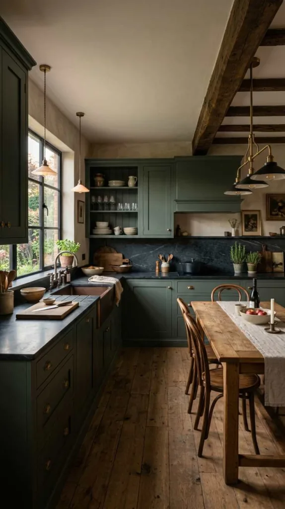Dark Sage Moody Kitchen