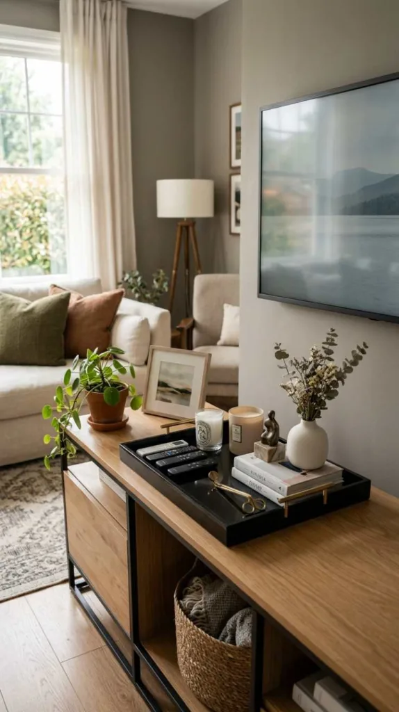 10+ Living Room TV Stand Decor Ideas for a Cozy Home 12 Decorative Trays