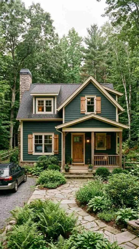 10+ Dark Green Exterior House Color Ideas That Feel Timeless 10 Deep Creek Earthy Exterior