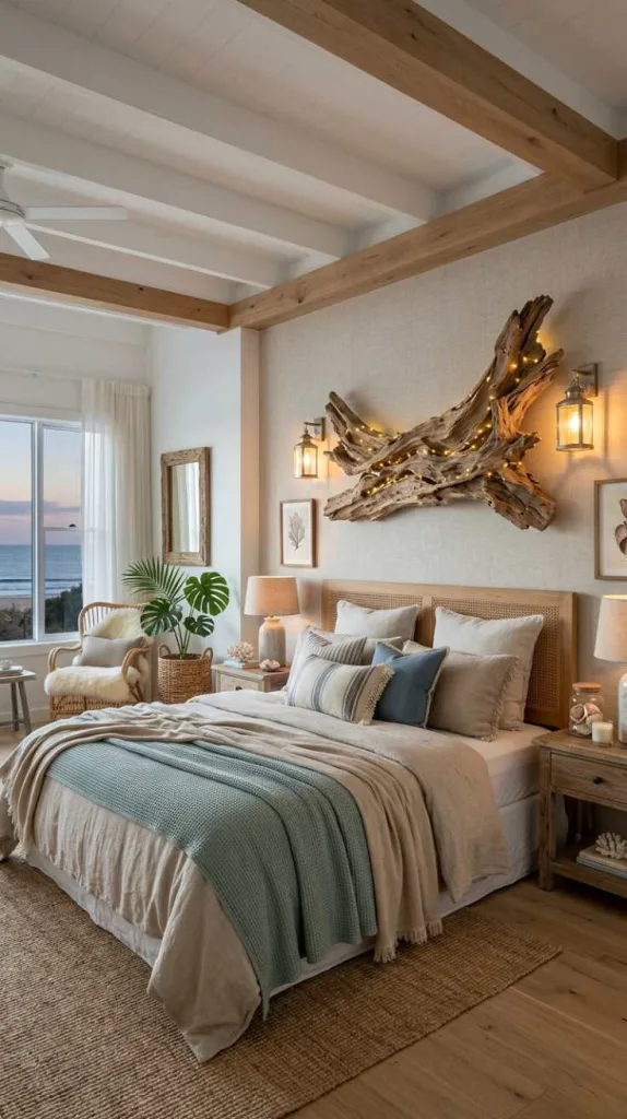 12 Beach Themed Bedroom Ideas for a Calm Coastal Feel 3 Driftwood Charm