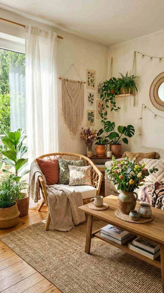 10+ Spring Decor Inspiration for Living Rooms that Feel Fresh 12 Earthy Boho Bloom