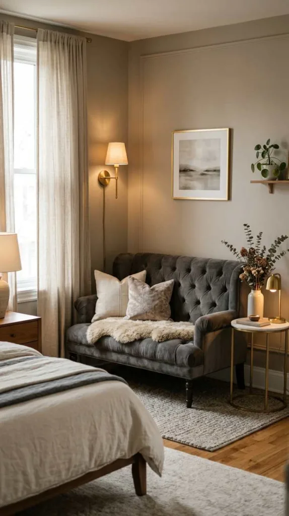 Elegant Tufted Settee Detail