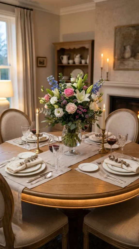 11+ Round Dining Table Decor Ideas for a Cozy Dining Space 10 Fresh Floral Centerpiece