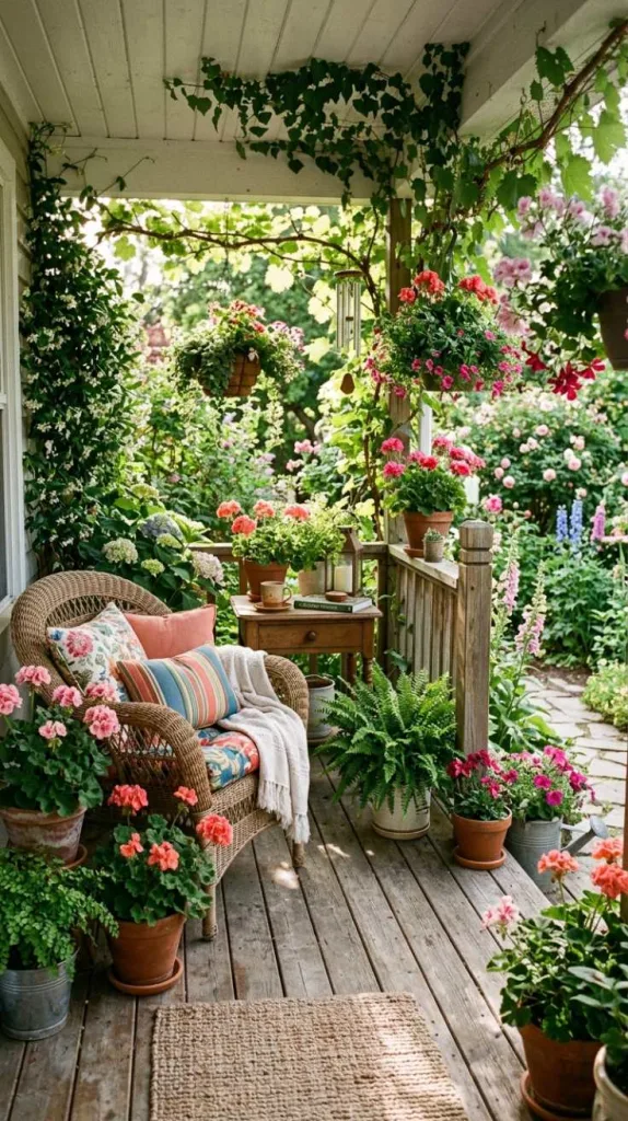 Garden-Filled Cottage Porch