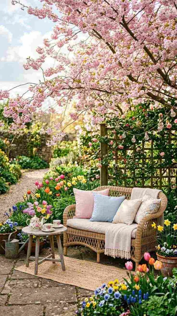 10+ Spring Garden Decor Ideas to Refresh Your Outdoor Space 12 Garden Seating Corner