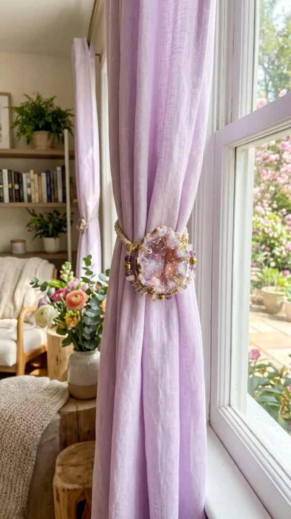 10+ Spring DIY Curtain Tieback Ideas for a Fresh Look 9 Geode Crystal Glow Tieback