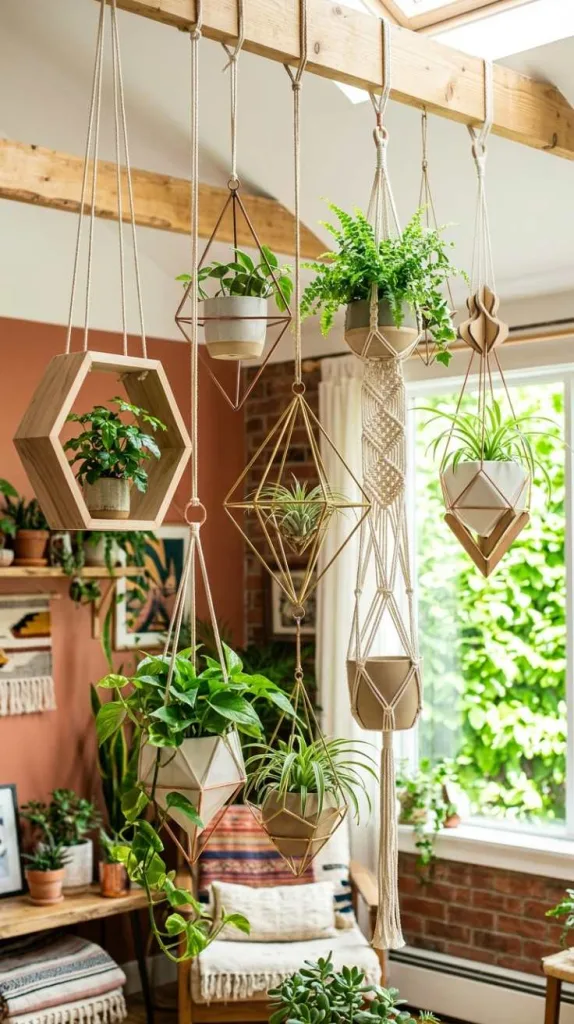 10+ Spring DIY Plant Holder Ideas for a Fresh Home 12 Geometric Hanging Plant Designs