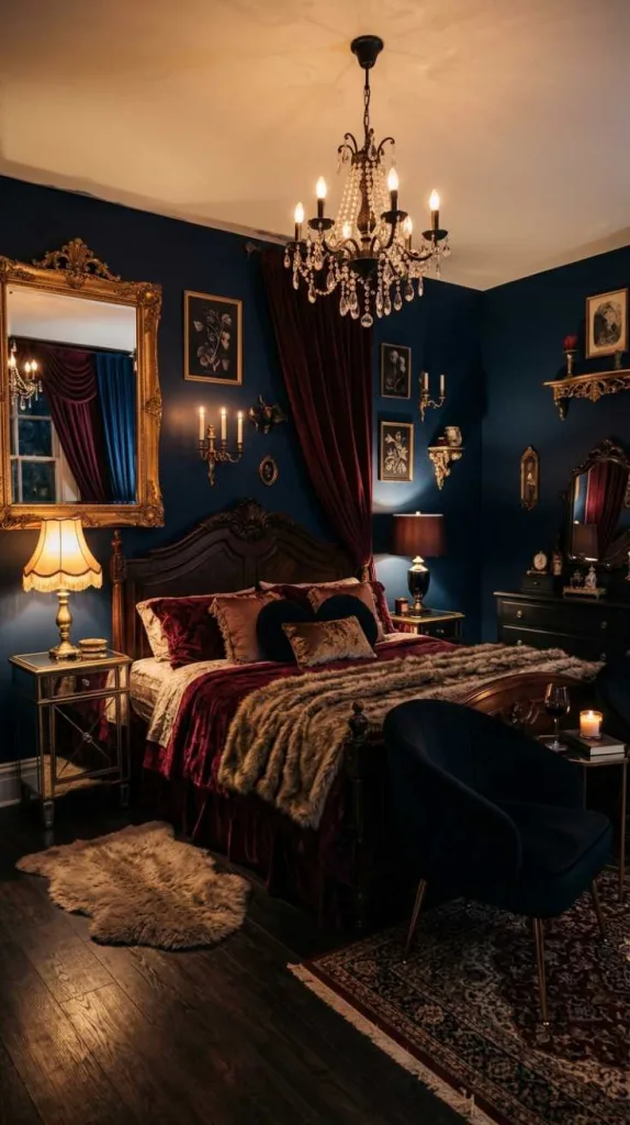 10+ Dark Feminine Bedrooms that Feel Moody and Powerful 3 Gothic Glam Vintage Edge