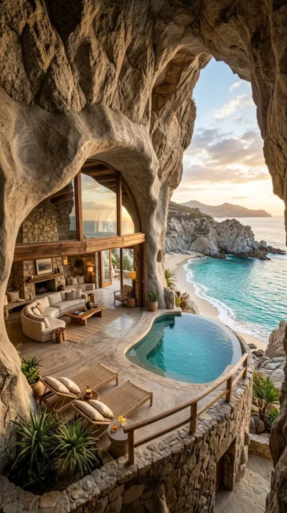 Hidden Cave-Inspired Beach Villa