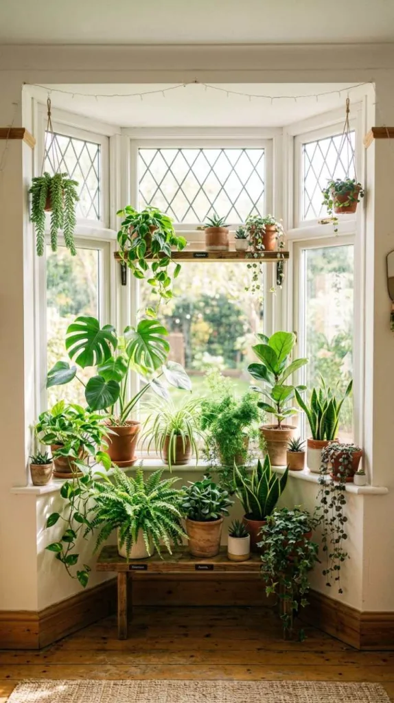 10+ Bay Window Decorating Ideas: Transform Your Space 7 Indoor Green Plant Bay Space