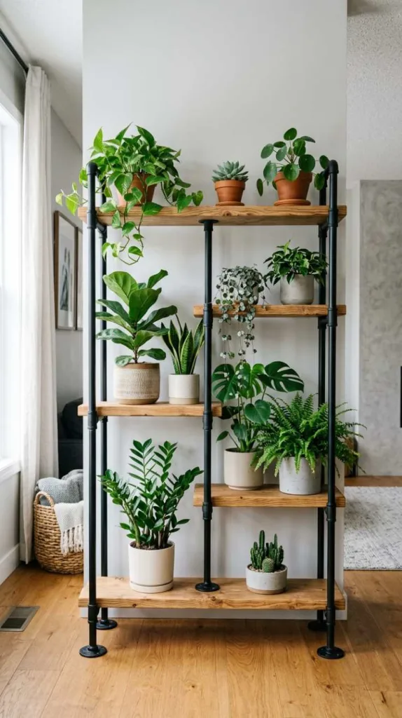 10+ DIY Plant Stand Ideas to Style Your Home Beautifully 5 Industrial Pipe Frame Plant Stand