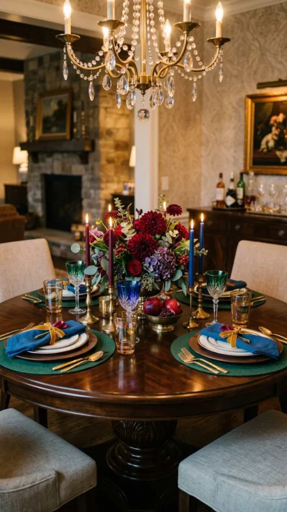 11+ Round Dining Table Decor Ideas for a Cozy Dining Space 6 Jewel Tone Styling
