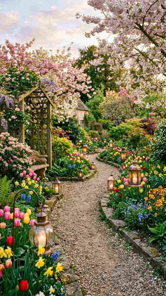 10+ Spring Garden Decor Ideas to Refresh Your Outdoor Space 10 Lantern Path Style